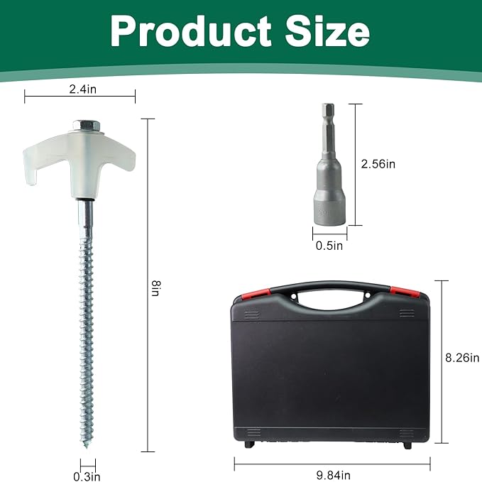 8" Screw in Tent Stakes-15 Pack Metal Ground Anchors for Camping-Tent Stakes Heavy Duty, Threaded Spikes with Hex Head Driver, Includes Storage Box