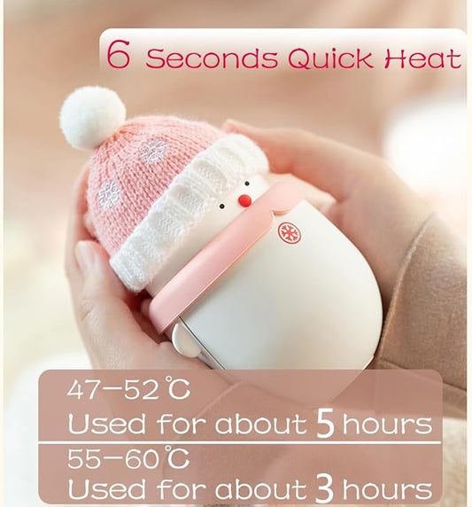 Rechargeable Hand Warmers ，Snowman Electric Hand Warmer 6000mAh Powerbank Reusable Handwarmers - Portable USB Hand Warmer for Christmas Outdoor Camping - Warm Gift for Men Women and Kids