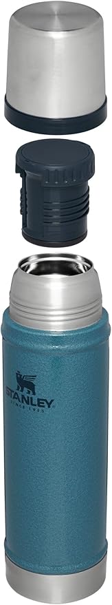 Stanley Classic Legendary Vacuum Bottle 20 oz | Wide Mouth with Leakproof Cup Lid | Keep Drinks Hot or Cold | Packable for Travel | Insulated Stainless Steel Thermos | BPA-Free | Hammertone Lake