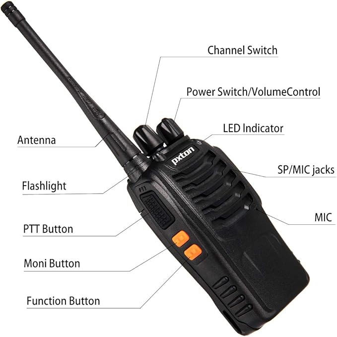 Walkie Talkies Long Range for Adults with Earpieces,16 Channel Walky Talky Rechargeable Handheld Two Way Radios with Flashlight Li-ion Battery and Charger（4 Pack）
