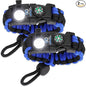 Survival Paracord Bracelet - Tactical Emergency Gear Kit with SOS LED Light, 550 Grade, Adjustable, Multitools, Fire Starter, Compass, and Whistle - Set of 2