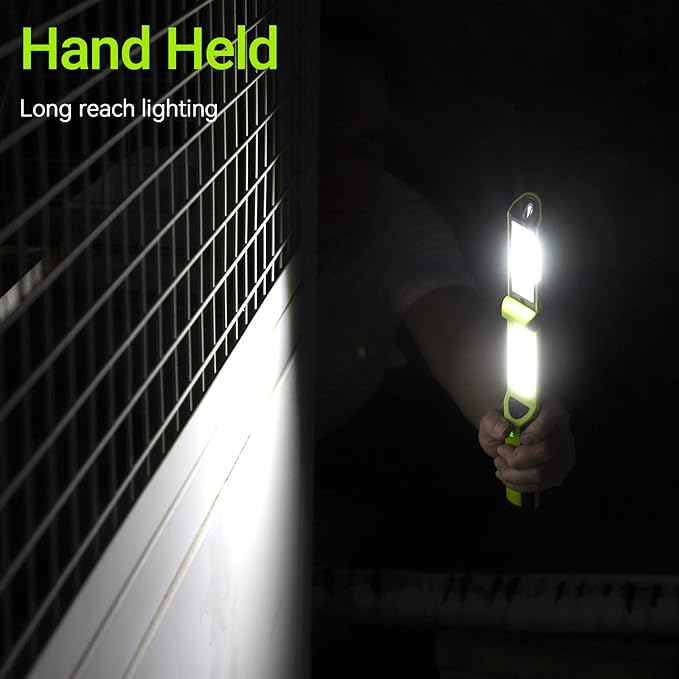 ropelux Work Light, Rechargeable LED Work Light 1500 Lumens, Portable Flashlight 180° Rotate 3 Modes, with 3 Magnetic Base and Hook Mechanic Light, for Car Repairing/Under Hood/Emergency