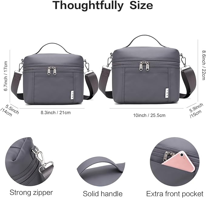 NOL Natural Organic Lifestyle Insulated Lunch Bags for Women Cooler Bag Lightweight Nylon Waterproof Lunch Box For Work