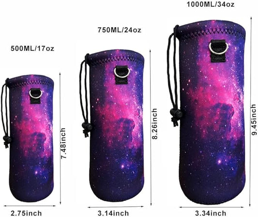 Water Bottle Sling Case Bag Carrier Holder - 500ML 750ML 1000ML Neoprene Water Bottle Sleeve Cooler Cover Pouch with Adjustable Shoulder Strap for Men Women Travel Camping Walking Hiking Running