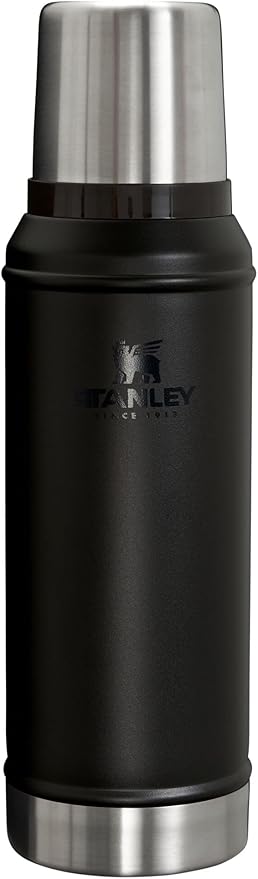 Stanley Classic Legendary Vacuum Bottle 1.0 qt | Wide Mouth with Leakproof Cup Lid | Keep Drinks Hot or Cold | Packable for Travel | Insulated Stainless Steel Thermos | BPA-Free | Black 2.0