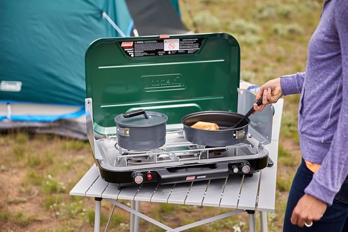 Coleman Classic 3-Burner Propane Camping Stove with InstaStart Ignition, Portable Cooktop with 3 Adjustable Burners & 28,000 BTUs of Power