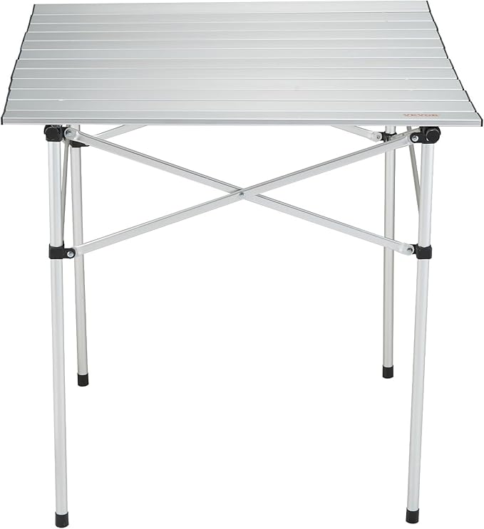 VEVOR Folding Camping Table, Outdoor Portable Side Tables, Lightweight Fold Up Table, Aluminum Ultra Compact Work Table with Carry Bag, for Cooking, Beach, Picnic, Travel, 24x16 inch, Silver