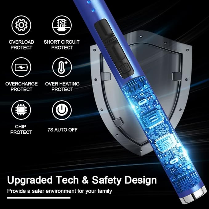 MeeToo Candle Lighter Electric Lighter Rechargeable USB Type-C Lighters for Candle BBQ Camping Fireworks (Dark Blue)