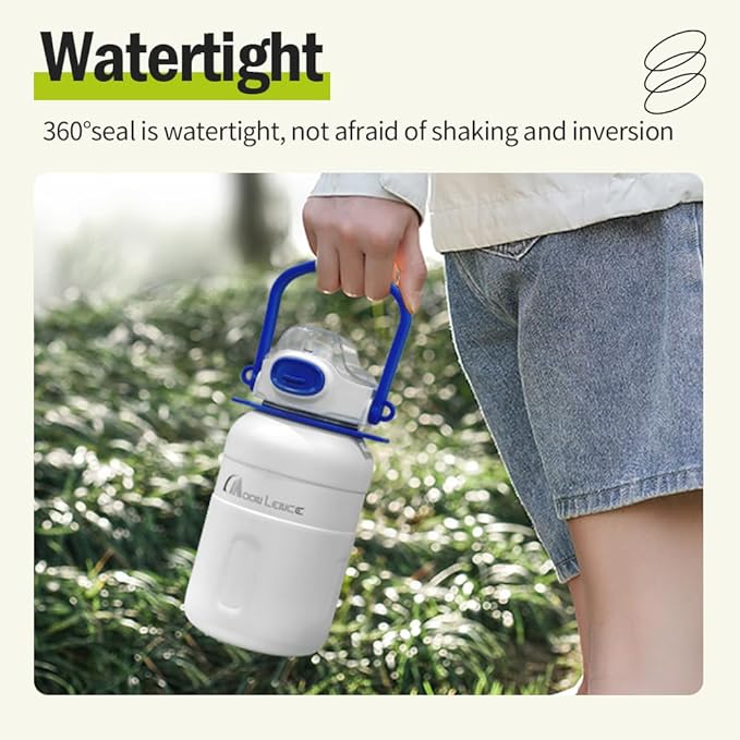 Outdoor Insulated Bottle Large Capacity 316 Stainless Steel Car Camping Picnic Travel Vacuum Bottle 54Oz (White, 54Oz (1.6L))