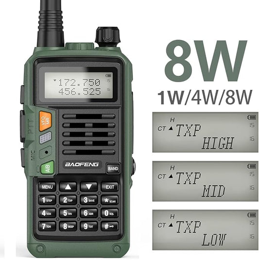 Baofeng Ham Radio UV-5R 8W Upgrade Long Range Handheld UV-S9 Plus Dual Band Two Way Radio Portable Walkie Talkies with USB Charger Cable