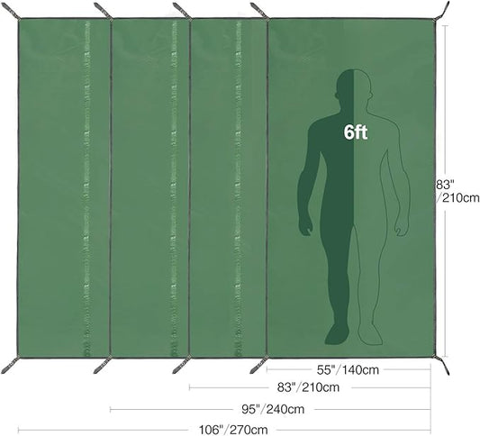 REDCAMP Waterproof Camping Tarp Lightweight to Cover Sun or Rain, Large Compact Tent Tarp Footprint for Ground or Under Tent, Green 95"x83"