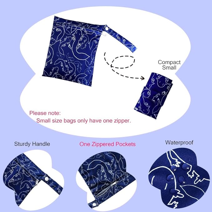 Wet Dry Bag with Two Zippered Pockets, Waterproof Reusable 2pcs Axolotl Wet Bags for Swimsuits, Beach, Swimming Pool,Dirty Yoga Clothes,Travel,Makeup Bag, Fitness, Storage Bag With Handle