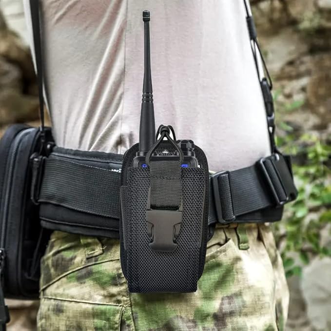 Two Way Radio Universal Tactical Holder Cases for GPS Photo uv-5r/88a/888s/md-390/GA-2S/BF-F8+/H777/UV82HP.Radios Pouch Bag for Two Way walkie talkie Adjustable Storage., Black