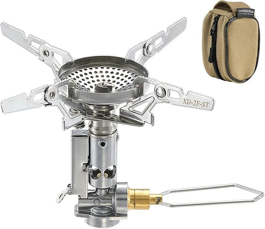 Campingmoon Portable Camping Gas Stove Ultralight Backpacking Stove With 4-Flex Outdoor Hiking Gear (XD-2F(With Igniter))