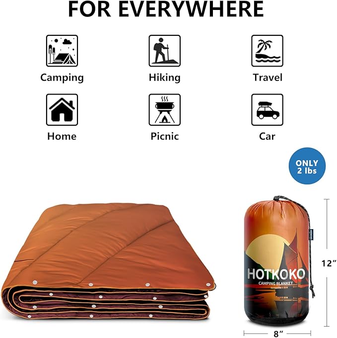 Camping Blanket,Lightweight Down Alternative Puffy Printed Camping Blanket Packable Outdoor Blanket for Camping,Traveling, Stadium, Hiking, Picnics