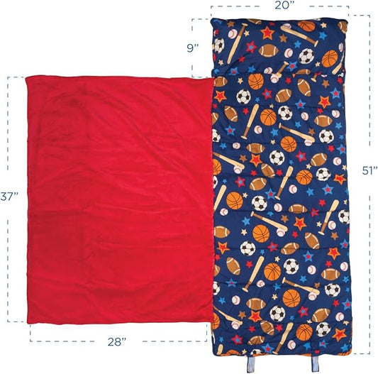 Stephen Joseph, Toddler All Over Print Nap Mat with Soft Blanket and Removable Pillow for Boys & Girls, Kids Sleeping Bag for Elementary, Daycare, Preschool with Carry Handle