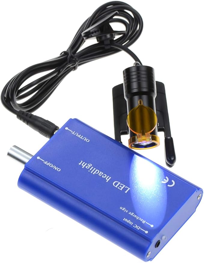 NSKI 5W LED Head Lamp Plastic Clip Type with Filter and Belt Clip Type Rechargabe Battery Headlamp (Blue)