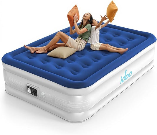 iDOO Air Mattress Full with Built in Pump, Blow up Mattress Full, Inflatable Mattress for Camping, Guest, Home, 3 Mins Inflation, Comfort Colchones Inflables, Air Bed
