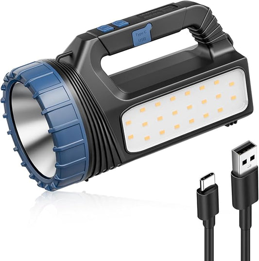 Solar Flashlights, Solar Flashlight Flashlights For Multi Function 8000 Lumens Led Flashlight With Emergency Strobe Light Emergencies, Led High Lumens, Usb C And Large Capacity Battery Fast Charging