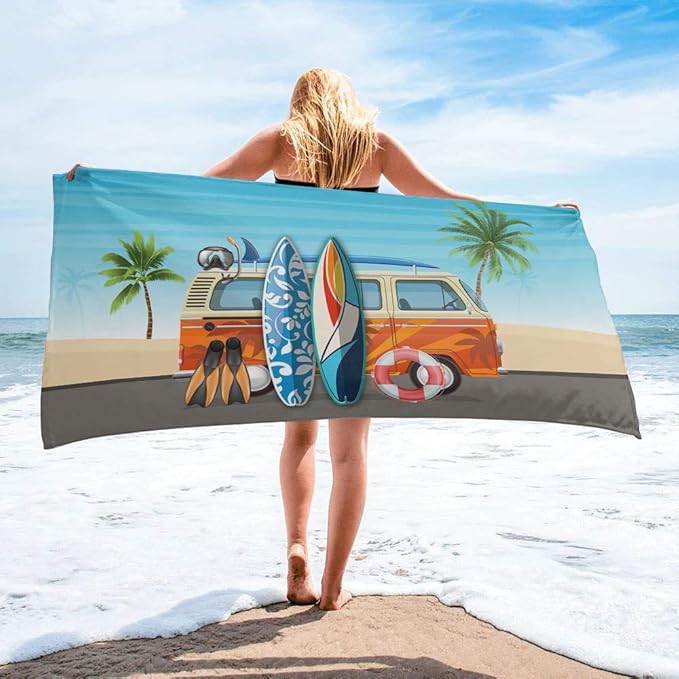 Set of Two Microfiber Beach Camping Surfing Quick Dry Sand Wicking Towels - Camping & Surfing