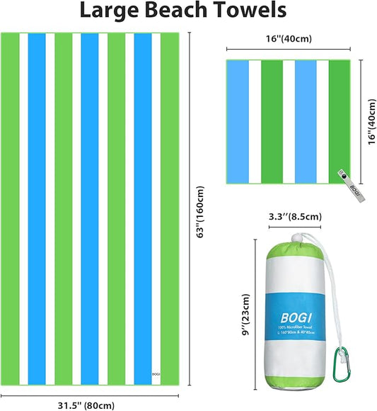 BOGI Microfiber Beach Towel Set,Quick Dry Beach Towel-(Size:L,XL)-Lightweight Absorbent Oversized Travel Towel,Sand Proof Compact Pool Towels for Travel Bath Beach Swim Gym Yoga