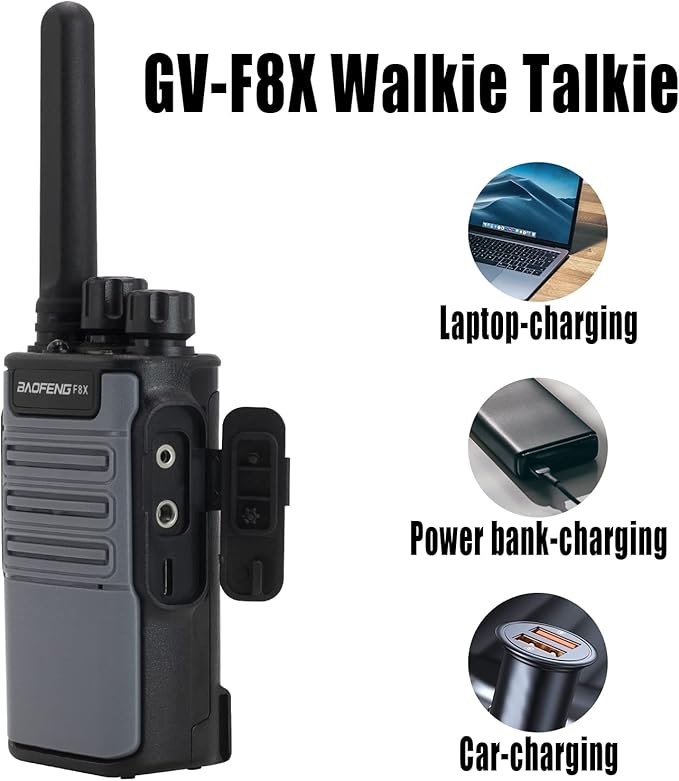Walkie Talkies Rechargeable Long Range Two-Way Radios with Earpieces, 2-Way Radios UHF Handheld Walky Talky with Flashlight, Li-ion Battery and Charger (2 Pack)