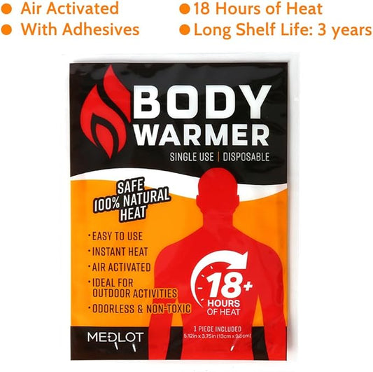 Body Warmers with Adhesive Backing, 20 Packs, Large Heating Pads Back waist, 12 Hours Long Lasting, Safe Natural Odorless Air Activated Warmers, for Warmth and Pain Relief