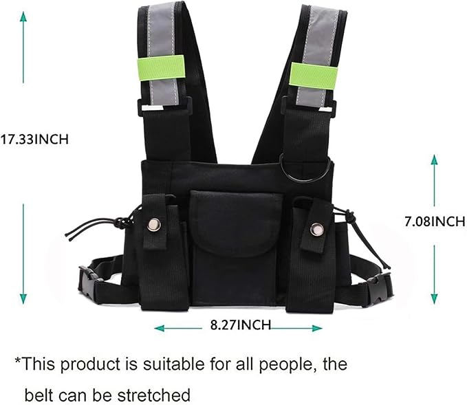 Ousawig Universal Radio Chest Harness Bag Tactical Chest Front Pack Pouch Holster Vest for Two Way Radio Walkie Talkie
