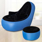 Inflatable Couch with Armrest＆Ottoman, Blow Up Lounger Chair, Folding Lazy Sofa, Inflatable Furniture Without Pump for Camping, Fishing, Party, Beach, Sunbathing, Hiking (Blue)