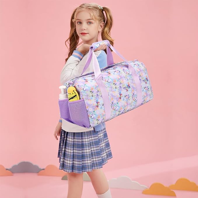 Dance Bag for Girls Butterfly Sports Duffle Bag for Girls Overnight Travel Duffel for Teen Girls Ballet Bag with Shoes Compartment Water Resistant