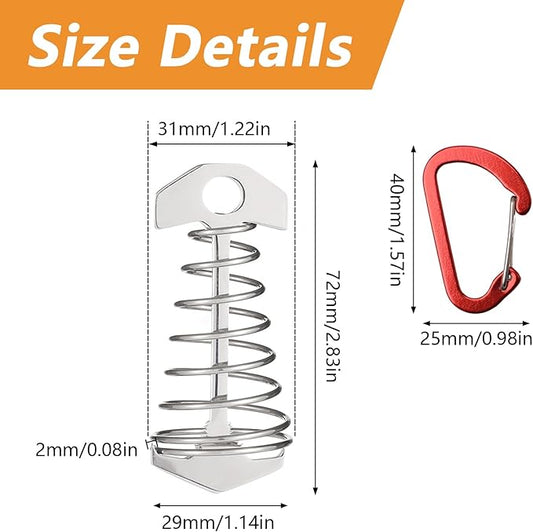 MOROBOR Deck Anchor Pegs, 8 PCS Upgraded Windproof Aluminium Alloy Fish Bone Tent Stakes with Spring Buckle 4 Colors Portable Wind Rope Anchor for Outdoor Camping(Non-Slip/72 * 29 mm)