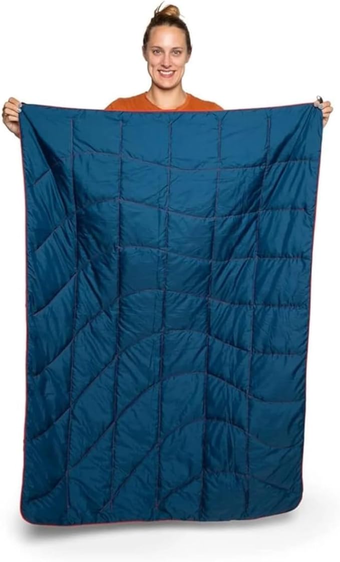 Rumpl The NanoLoft Puffy Blanket | Indoor Outdoor Camping Blanket for Traveling, Picnics, Beach Trips, Concerts | 38" x 52" | Deepwater, Travel