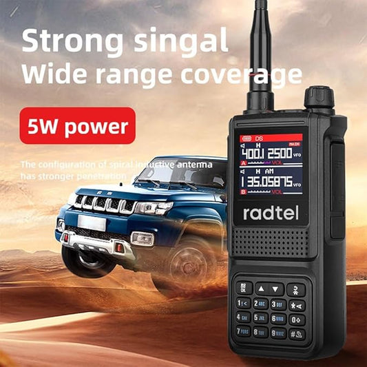 Radtel RT-470L Triband Ham Radio 144/222/430Mhz All Bands Handheld Two Way Radio 256CH Air Band Long Range Walkie Talkie NOAA/USB-C/Police Scanner/Aviation Receive/Copy Frequency