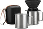 Portable Pour Over Coffee Maker Set, Collapsible Silicone Coffee Dripper Set, Perfect for Travel, Camping, Home (SILVER CUP 2CUP)