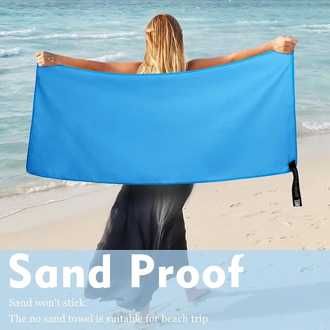 Microfiber Travel Towel, Soft Lightweight Quick Dry Towel, Super Absorbent Compact Travel & Sports & Beach Towels for Camping, Backpack, Gym, Swimming, Yoga, Hiking (L:24"×48" -Dark Blue)