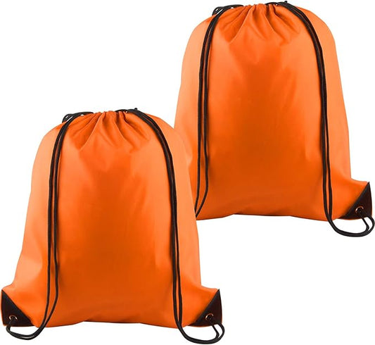 KUUQA 2Pcs Orange Drawstring Backpack Bags Cinch Sack Bulk String Backpack Storage Bag
