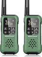 Rechargeable Walkie Talkies Two Way Radio IP67 Waterproof Long Range 5 Miles Two Way Radios Floating Flashlight & SOS Emergency Lamp, NOAA Weather Alert Walkie-Talkie Green