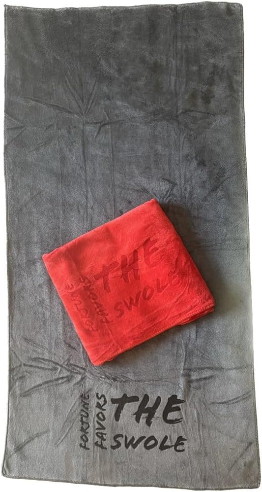 Microfiber Towel - Perfect Sports, Camping, Exercise, Yoga Towel. Fast Drying, Super Absorbent. Suitable for Gym, Yoga, Camping, Beach, Swimming, Exercise. (Grey/Red)