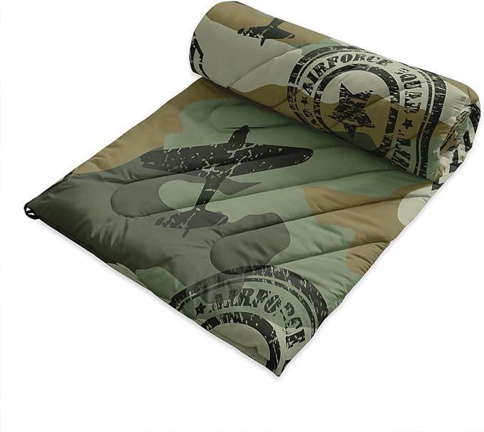Axolotl Camouflage Printed Camping Blanket,Lightweight Portable Waterproof Puffy Military Themed Travel Blanket,Aircraft Medal Packable Outdoor Blanket for Picnic,Camping,Travel,Stadium,Hiking,Green