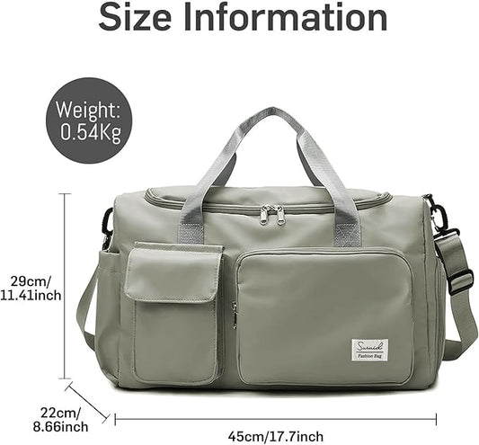 Sports Gym Duffel Bag with Shoes Compartment and Dry Wet Separated Pocket for Men and Women - Overnight Weekender Training Handbag Yoga Bag - Dark Gray