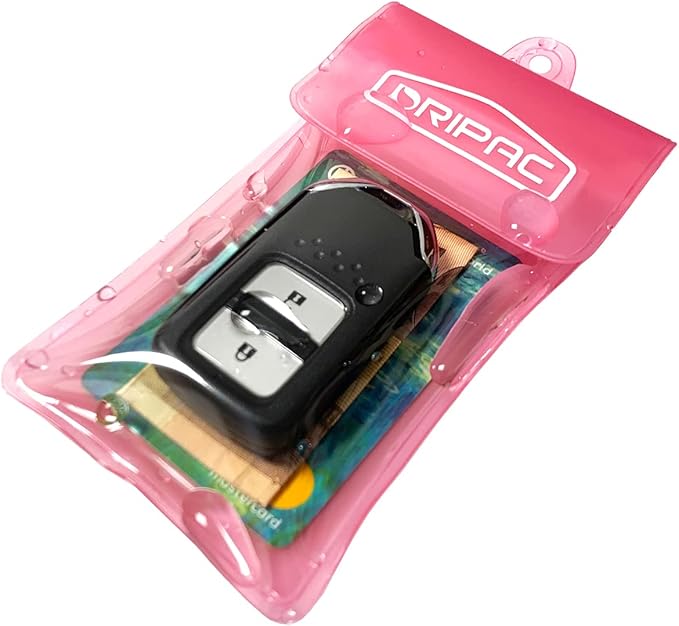 DRIPAC Waterproof Car Key FOB Case Waterproof Wallet Waterproof Holder Pouch For Key ID Badge Credit Card Money（Pink）
