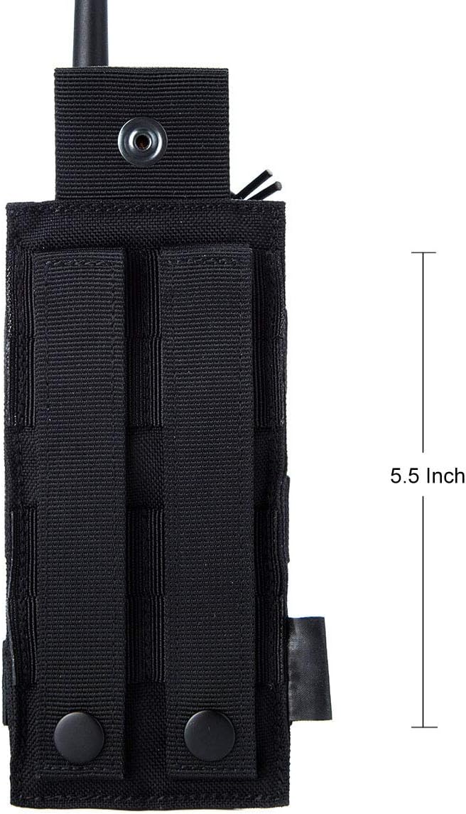 Tactical Universal Radio Holster/Radio Pouch Holder Case Bag Military Molle Radio Case for Pofung Motorola Midland CB Walkie Talkies Compatible with 5.11 Bags (Black) by LUITON