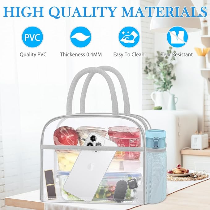Clear Bag Stadium Approved, Lunch Bag Lunch Box for Women Men Reusable Insulated Lunch Tote Bag