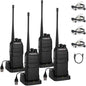 4 Pack Radioddity GA-2S Long Range Walkie Talkies for Adults UHF Two Way Radio Rechargeable with Micro USB Charging + USB Desktop Charger + Air Acoustic Earpiece with Mic, for School Retail Business