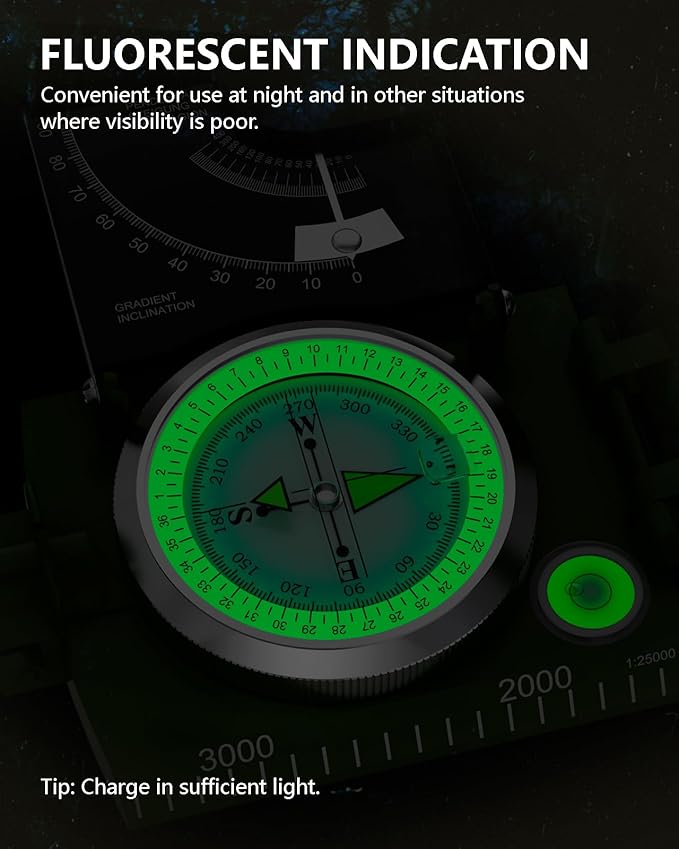 Precision Professional Military Compass, Map Operation, Scale, Ranging, Waterproof and Wear-Resistant, Suitable for Geological Exploration, Field Hunting, Outdoor Travelling.