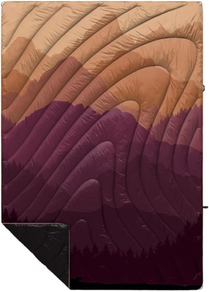 Rumpl Original Puffy Blanket - Warm Puffy Camping Blanket, 100% Recycled Polyester Insulation, Lightweight, Packable, Water-Resistant, Outdoor Puffer Blanket, 52"x75", V1, Teton Fade