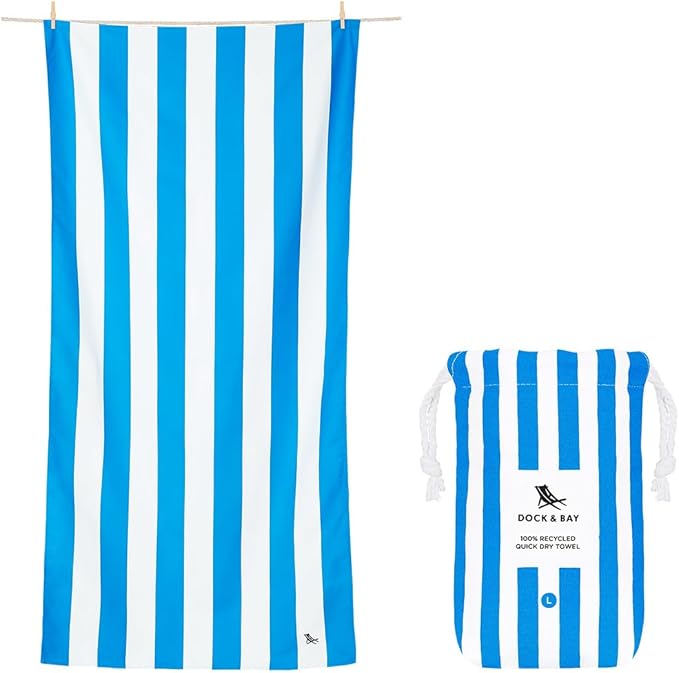 Dock & Bay Quick Drying Towel - for Sports, Gym, Travel, Yoga, Camping, Swimming - Super Absorbent, Compact, Lightweight - 100% Recycled Materials - Includes Bag - Variable Sizes