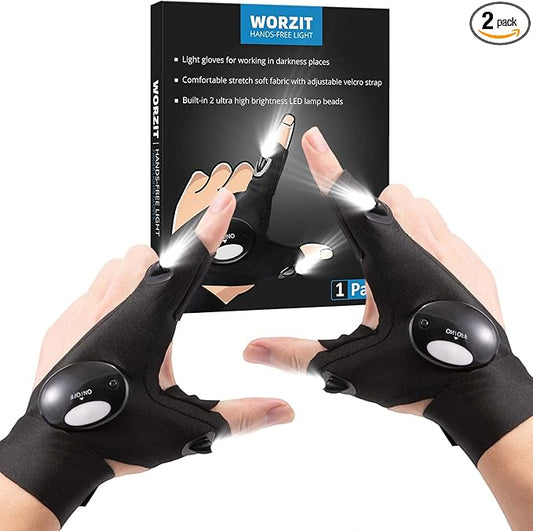Gifts for Men LED Flashlight Gloves, Light Gloves for Fishing Camping Repairing, LED Gloves Unique Cool Gadget Tool