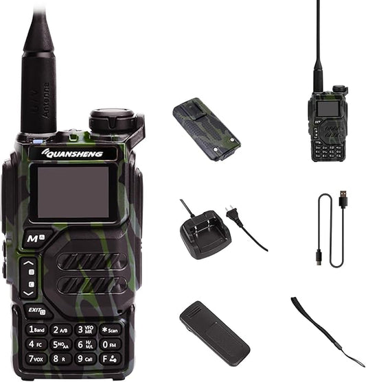 Quansheng UV-K5 Radio USB-C Charging Dual Band Two Way Radio Long Range for Adult 5W Long Range Handheld Radio NOAA Scrambler/DTMF One Key Copy Camo