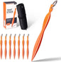 8 Pack Heavy Duty Tent Stakes, 7" Wave-Shaped Ultralight Tri-Beam Stakes with Storage Bag & 1 Stopper T Pull Hook